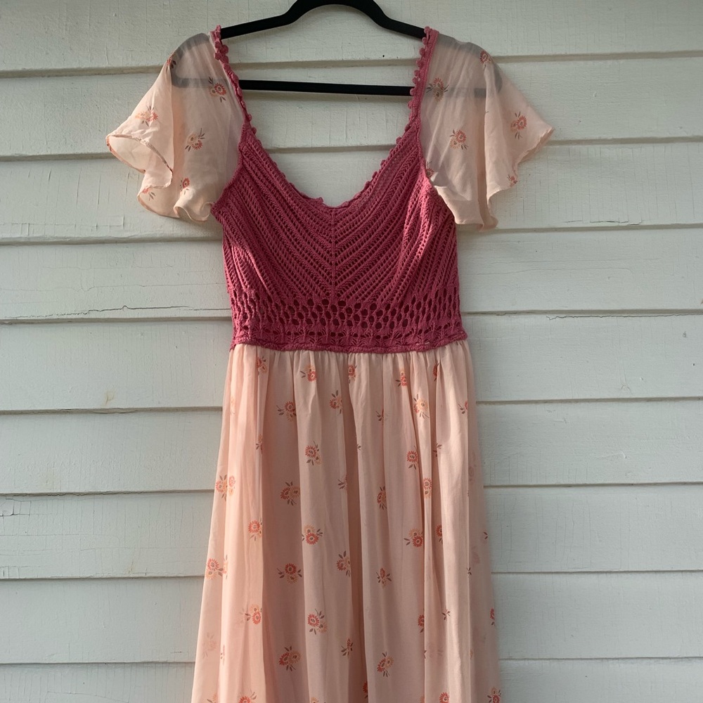 Free People Floral Crochet Dress